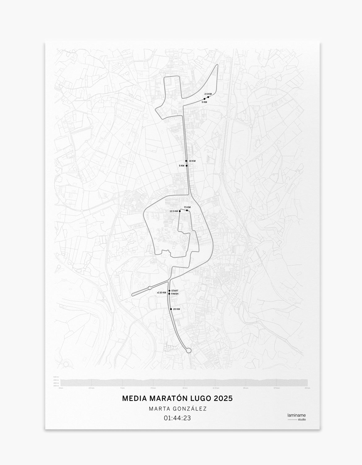 Mapa personalizado Medio Maratón Cidade de Lugo 2025 laminame con tu nombre y tiempo