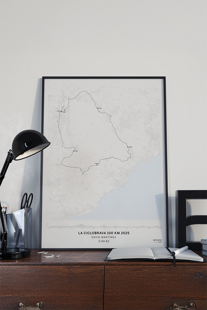 mapa laminame Ciclobrava 100 km personalizado con nombre