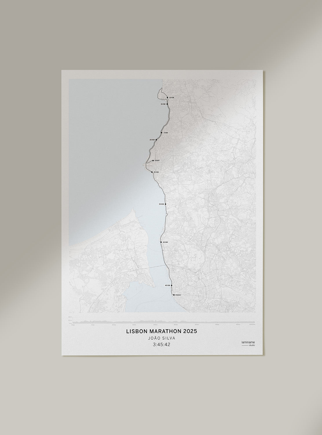 póster maratón lisboa personalizado con nombre y tiempo