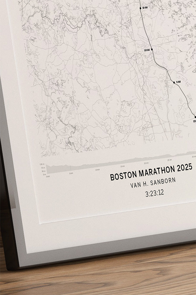 mapa maratón Boston para personalizar con recorrido oficial