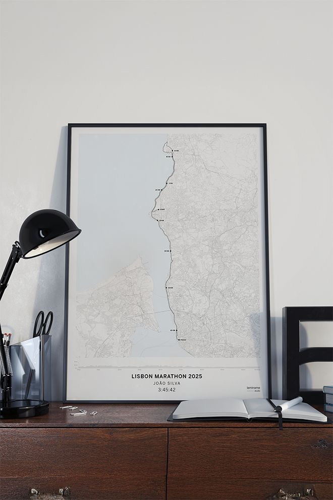 mapa de carrera maratón lisboa diseño exclusivo laminame