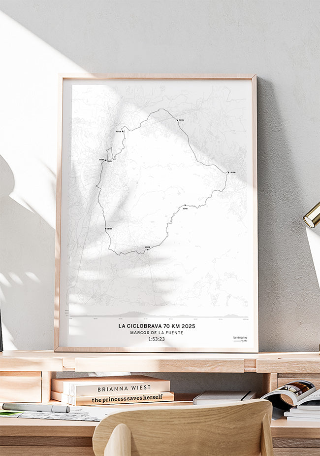 póster personalizado 70 km laminame trazado Ciclobrava con tiempo personalizado