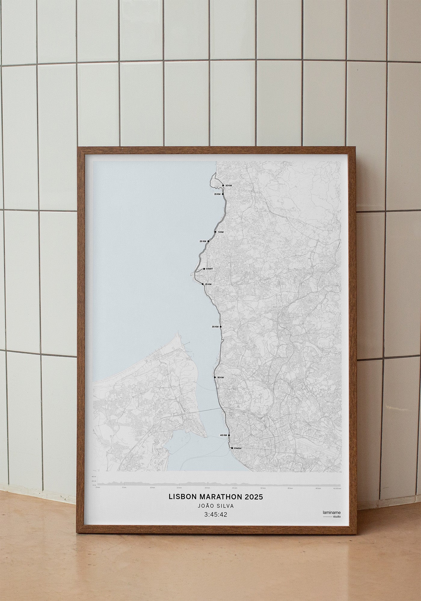 mapa maratón lisboa personalizado edición limitada laminame