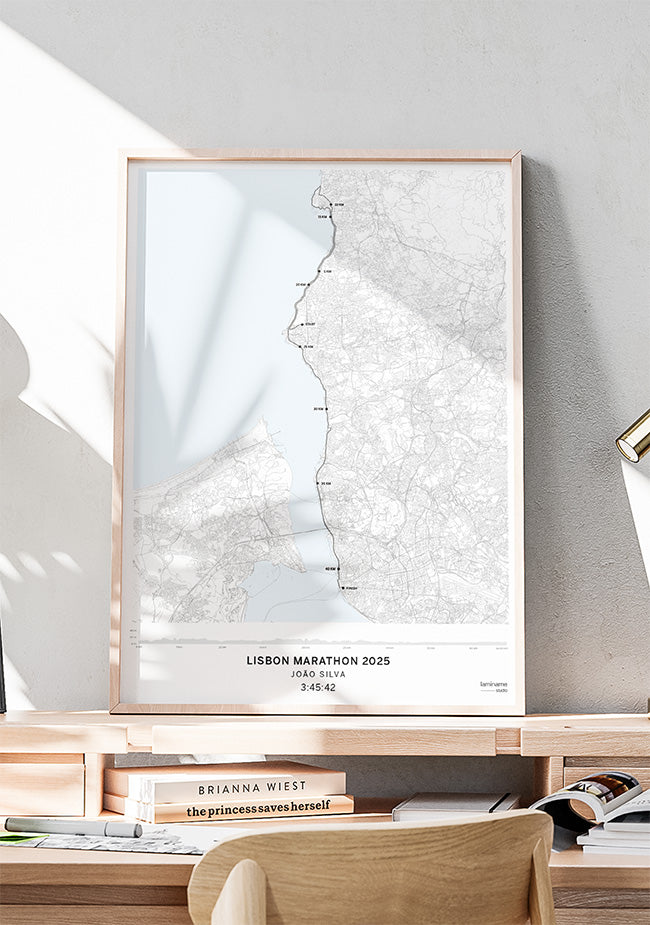 mapa deportivo maratón lisboa personalizable con datos