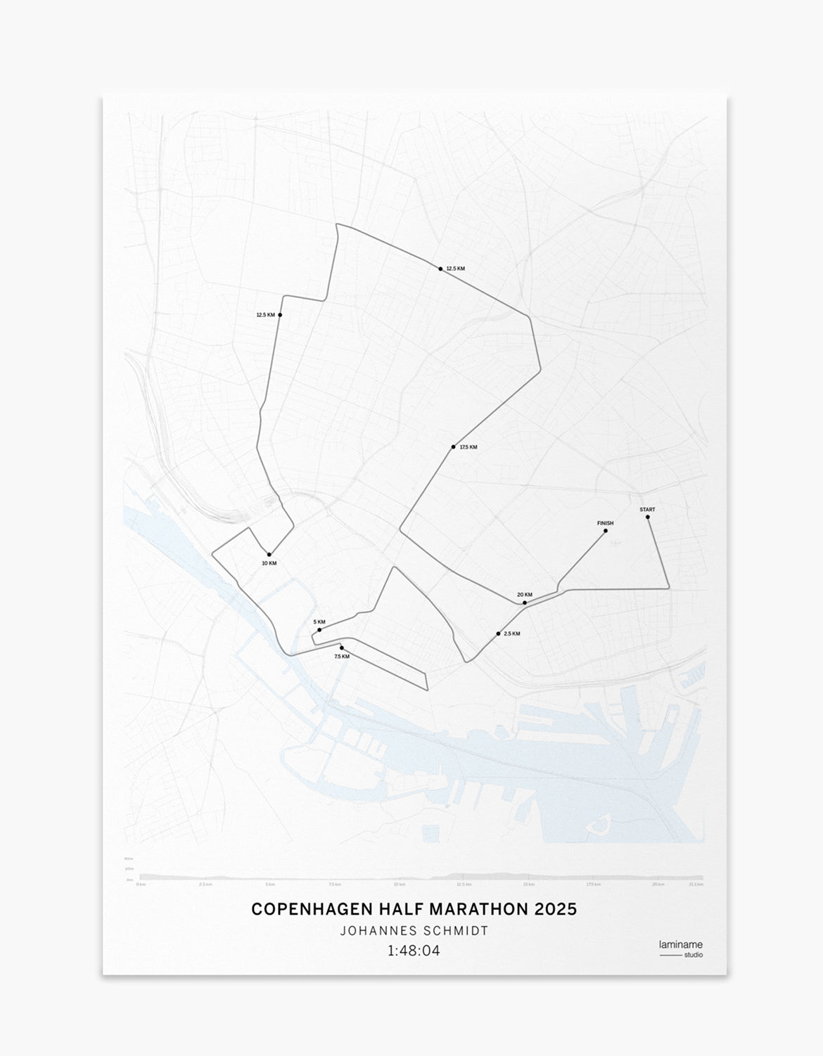 mapa personalizado media maratón Copenhague laminame 2025