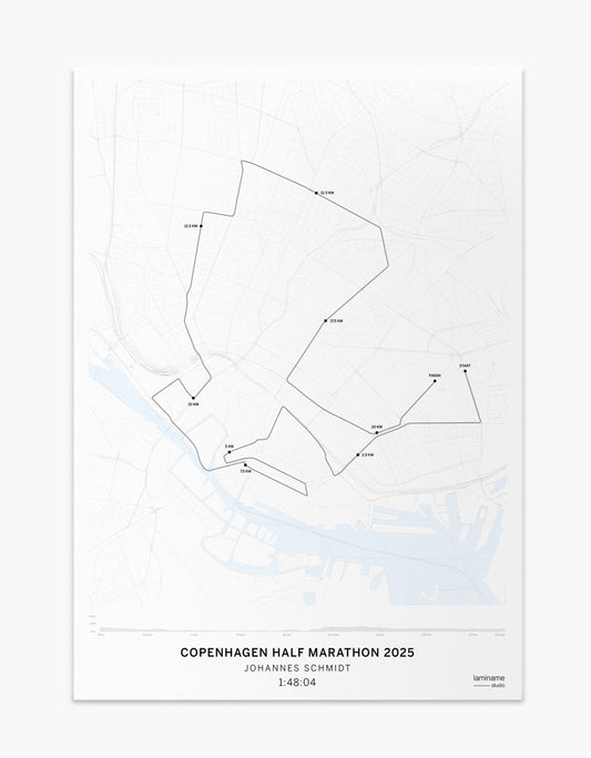 mapa personalizado media maratón Copenhague laminame 2025