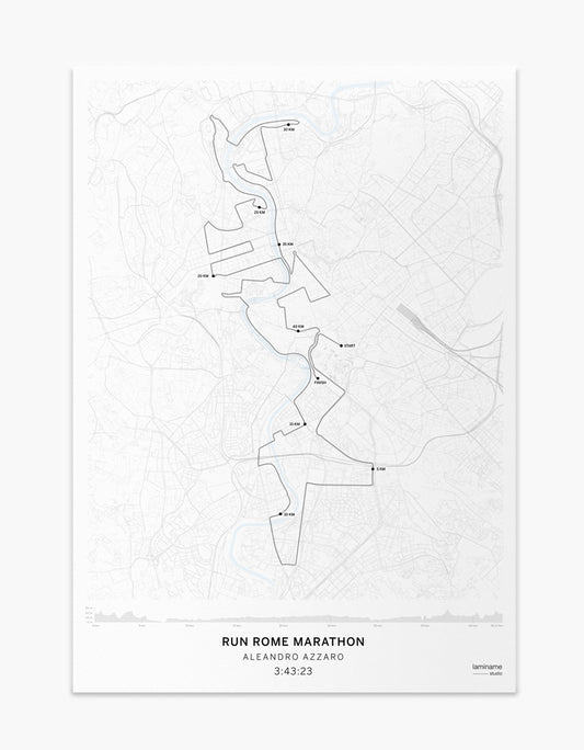Mapa personalizado de la Maratón de Roma - Añade tu nombre y tiempo