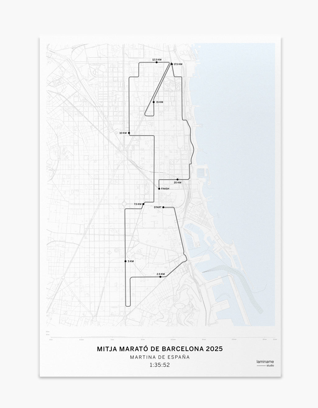 Comprar póster mapa Mitja Marató Barcelona eDreams 2025 - vista detallada del diseño exclusivo