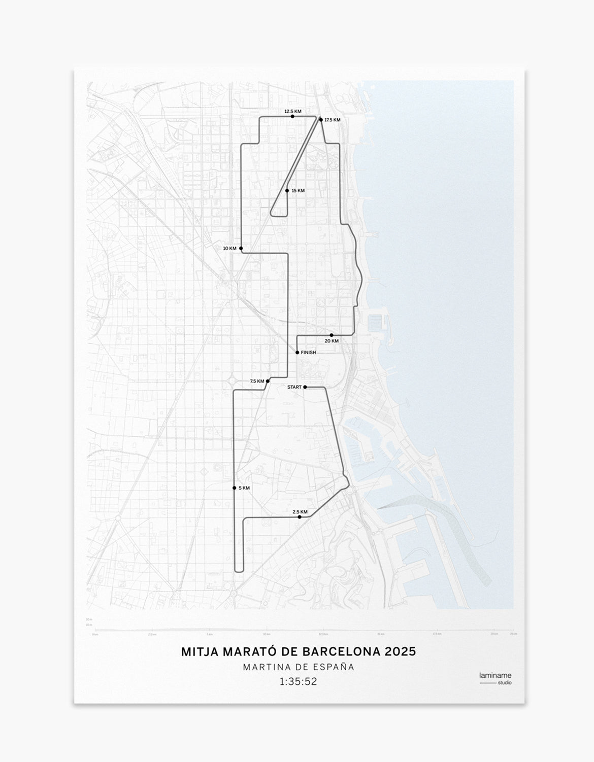 Comprar póster mapa Mitja Marató Barcelona eDreams 2025 - vista detallada del diseño exclusivo