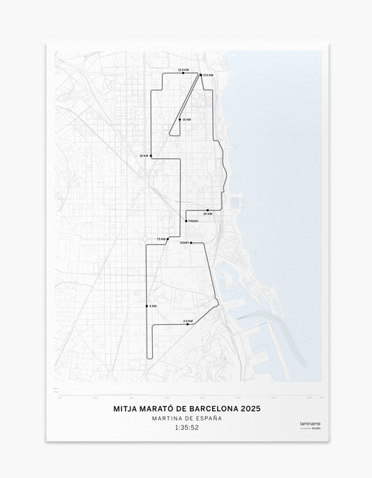 Comprar póster mapa Mitja Marató Barcelona eDreams 2025 - vista detallada del diseño exclusivo