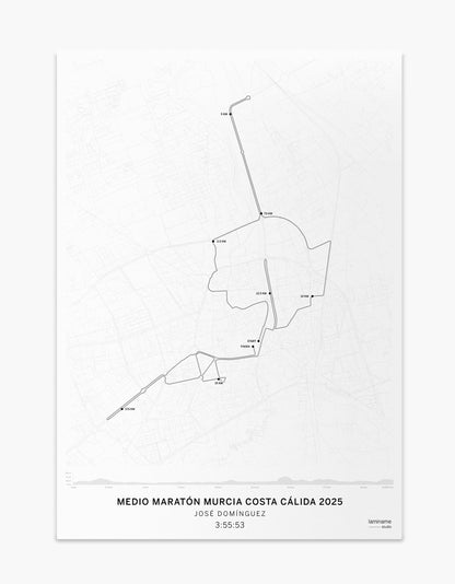 Mapa personalizado Media Maratón Murcia 2025 – Póster exclusivo de laminame