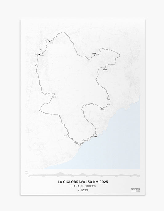 mapa personalizado laminame recorrido Ciclobrava 150 km nombre tiempo