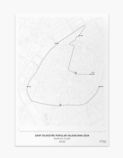 Lámina personalizada San Silvestre Popular Valenciana - Recuerdo único de carrera