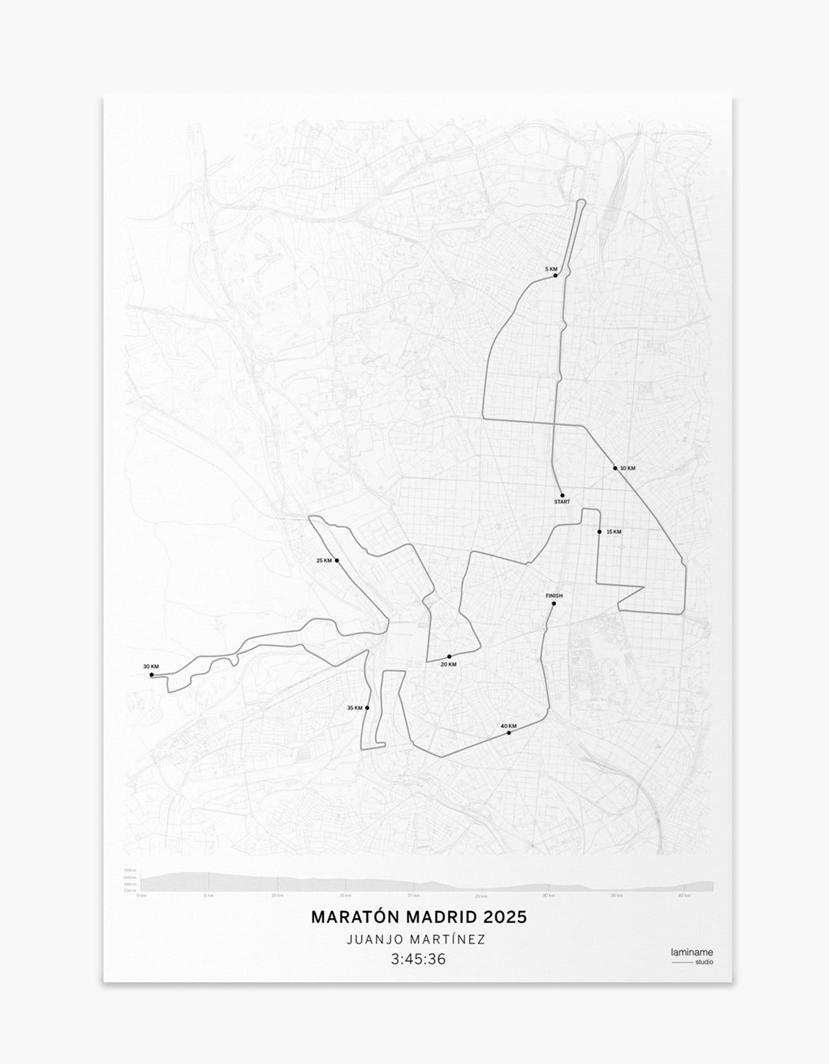 póster mapa Maratón Madrid laminame edición 2025 personaliza tu nombre y tiempo