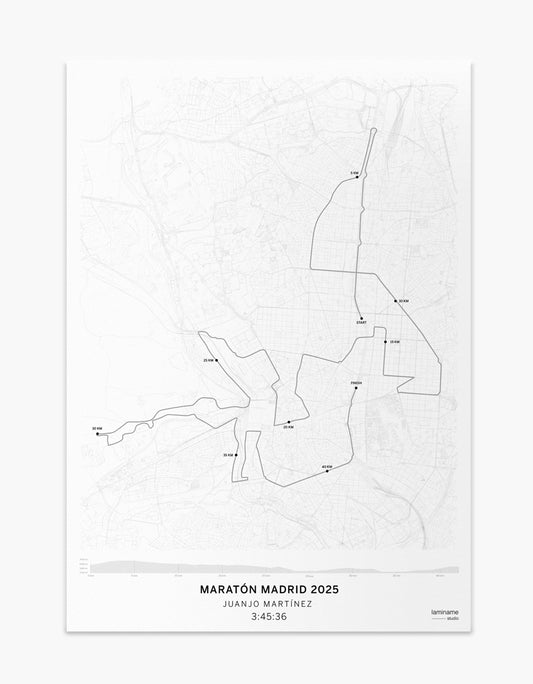 póster mapa Maratón Madrid laminame edición 2025 personaliza tu nombre y tiempo
