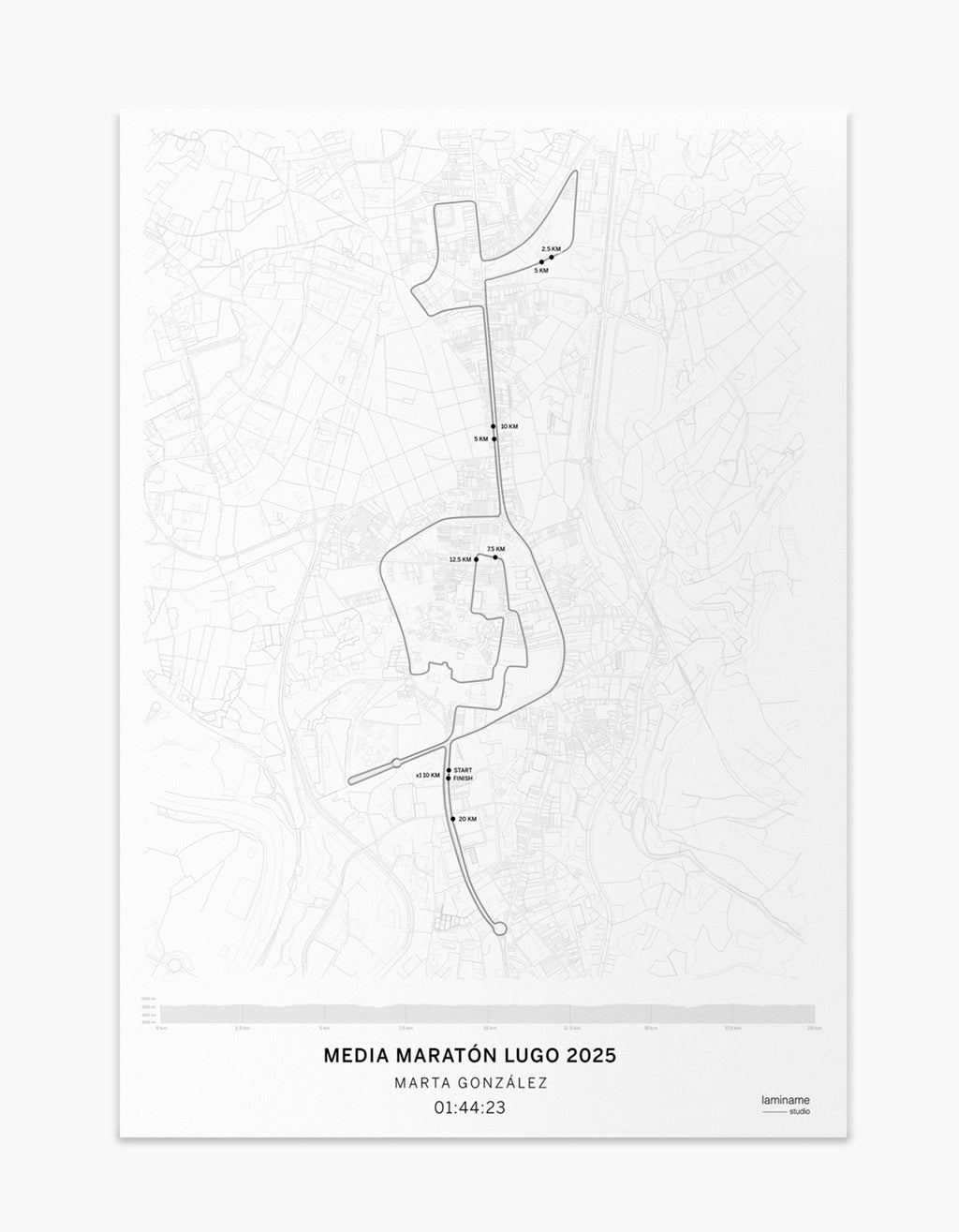 Mapa personalizado Medio Maratón Cidade de Lugo 2025 laminame con tu nombre y tiempo
