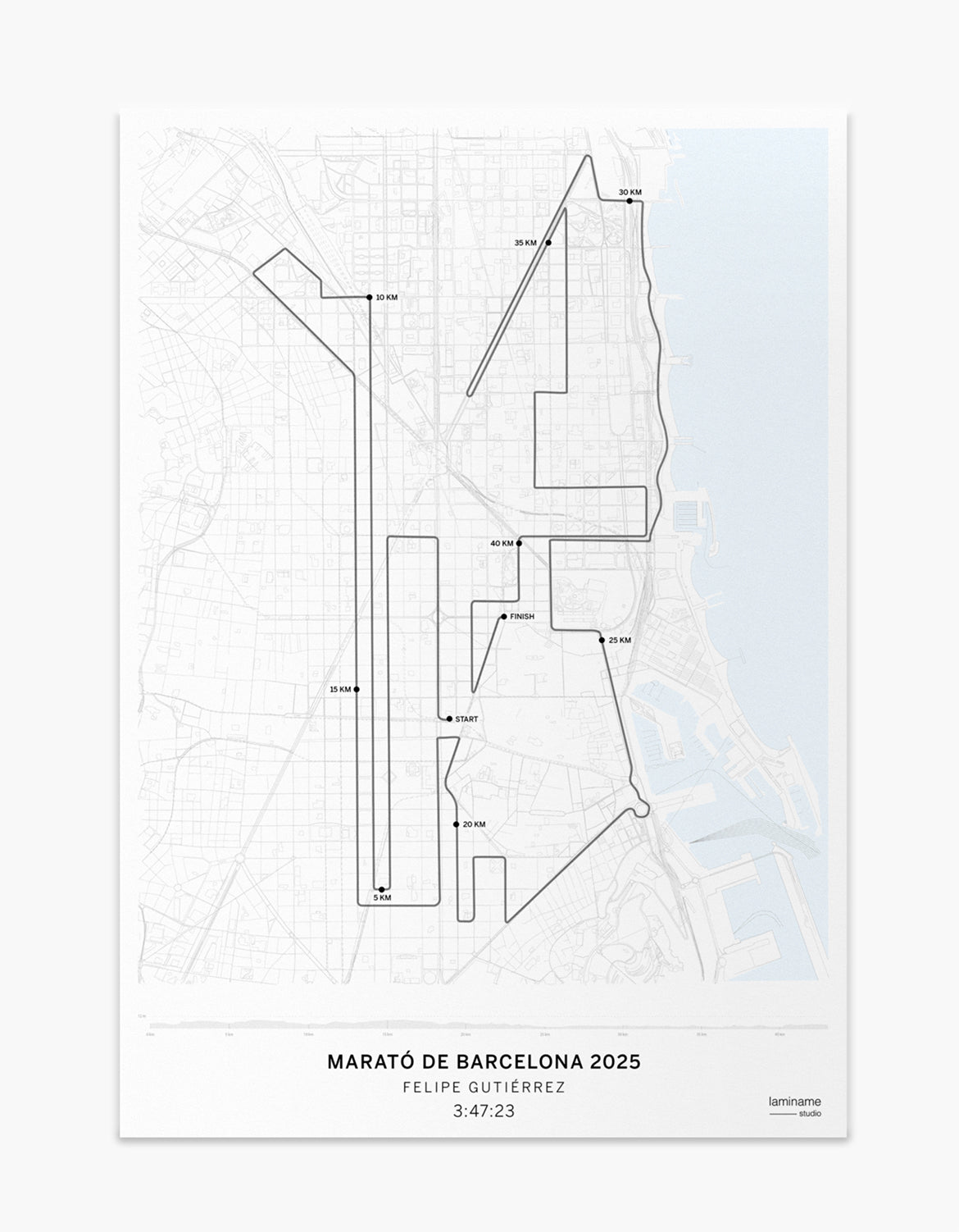 Póster de mapa personalizado para corredores de la Zurich Marató Barcelona 2025 ideal para regalar a corredores de la maratón