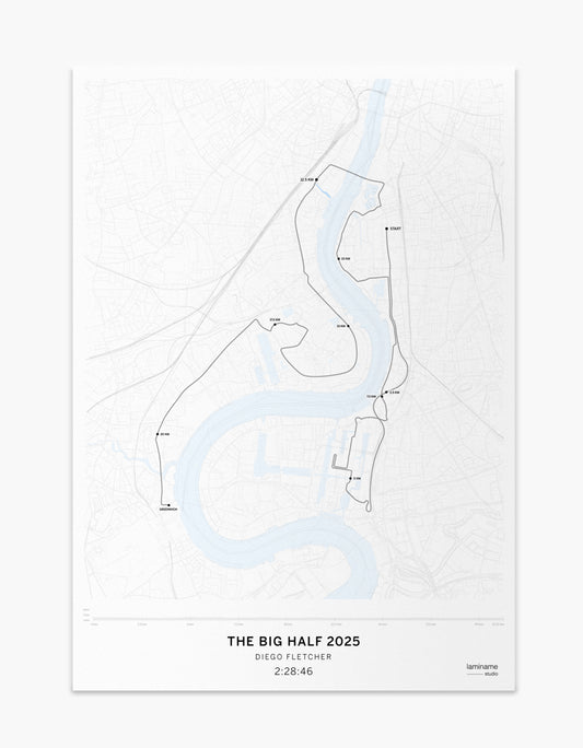 póster laminame mapa personalizado The Big Half Londres en kilómetros