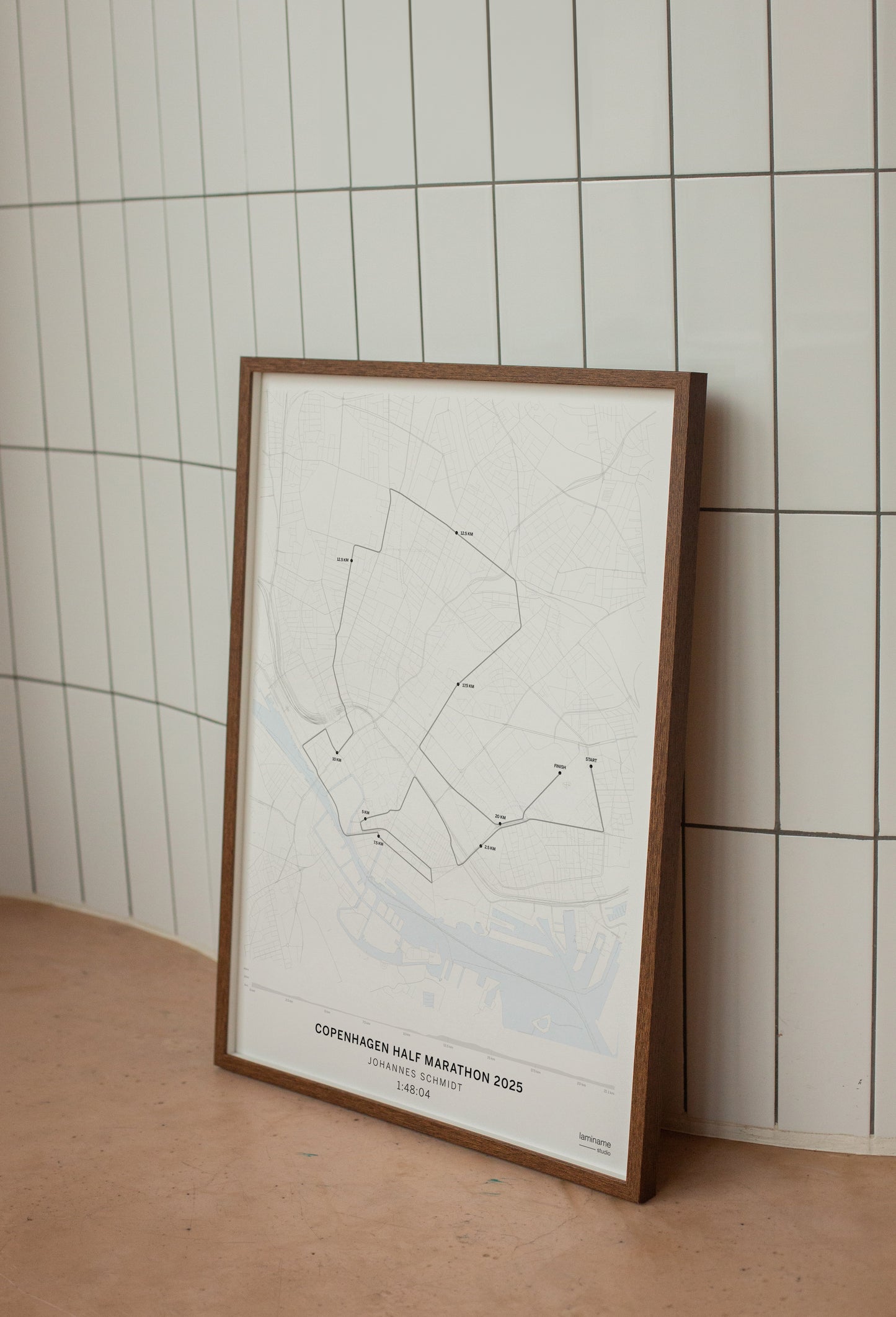 mapa laminame Copenhague Half Marathon personalizado con tiempo