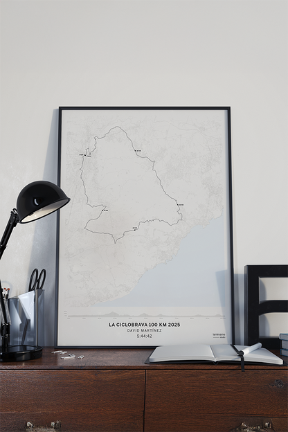 mapa laminame Ciclobrava 100 km personalizado con nombre