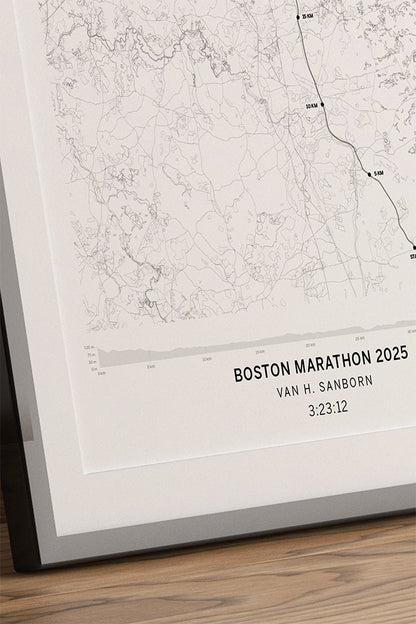 mapa maratón Boston para personalizar con recorrido oficial