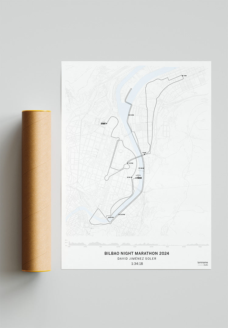Comprar póster personalizado del Bilbao Night Maratón 2024 - un recuerdo único de la carrera nocturna