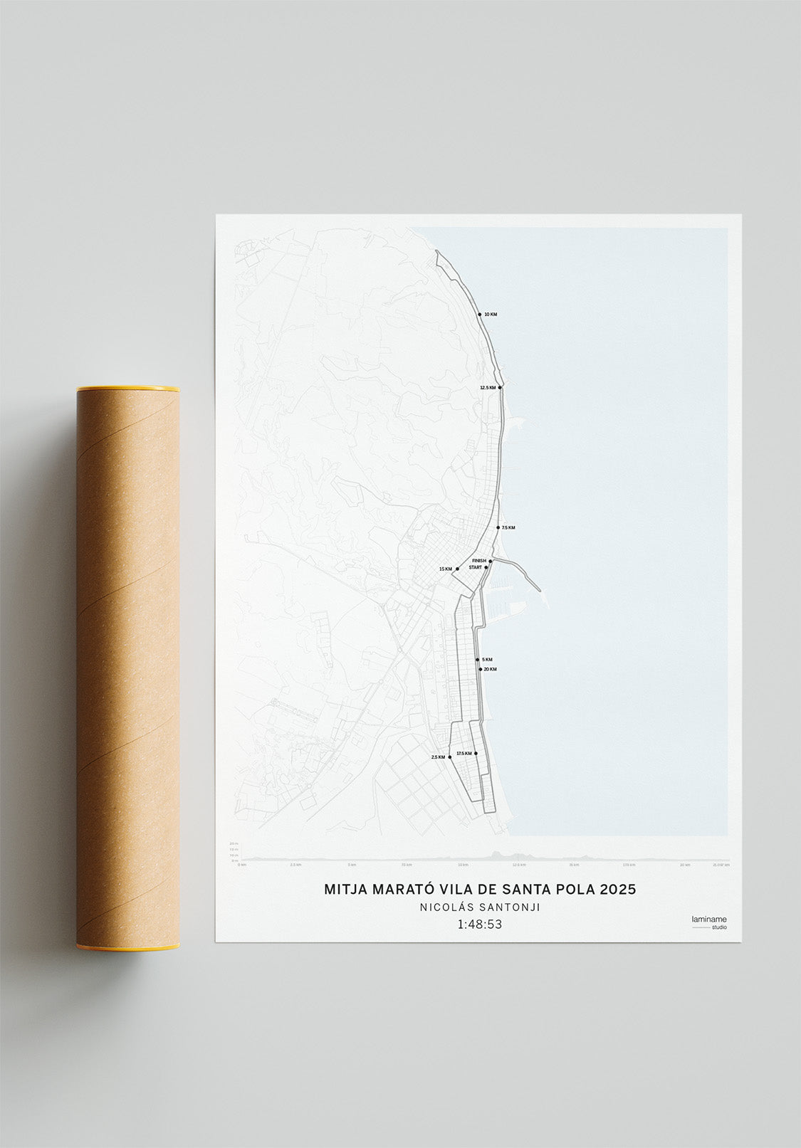 Mapa personalizado conmemorativo de la Mitja Marató Internacional Santa Pola ideal para enmarcar