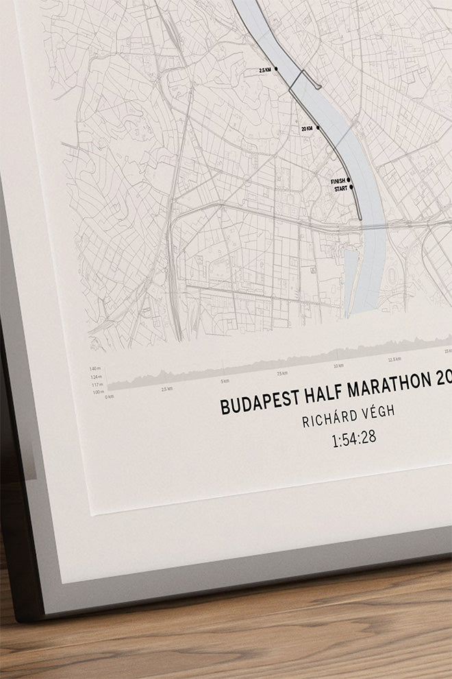 comprar mapa personalizado con tu nombre y tiempo en laminame media maraton de budapest