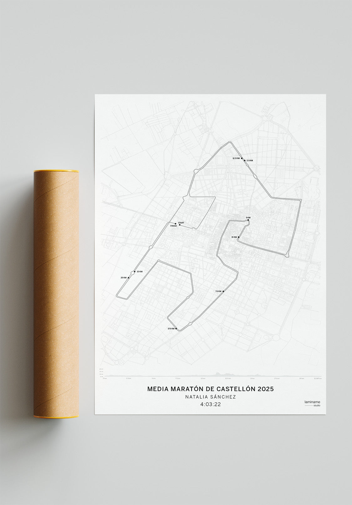 Mapa detallado de la Media Maratón de Castellón – Personalízalo con tu nombre y tiempo