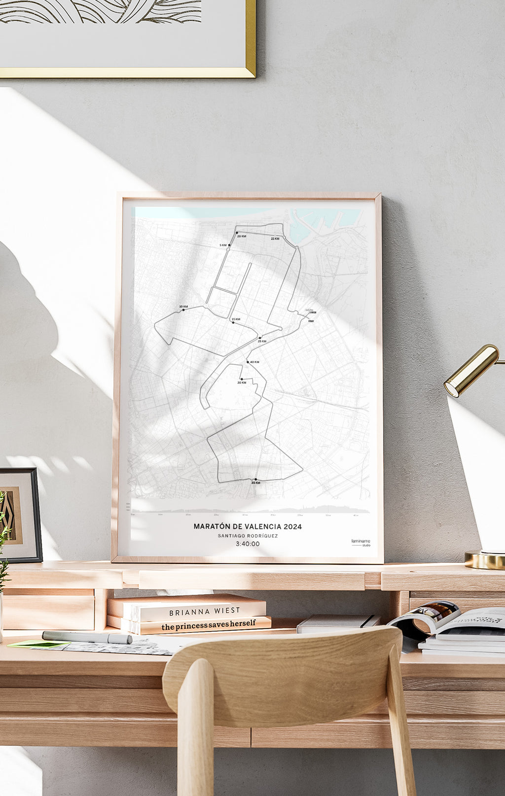 Mapa decorativo de la Maratón de Valencia – Personalización de nombre y tiempo disponible