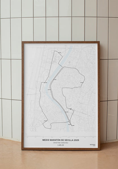 Compra lámina de la Medio Maratón de Sevilla – Personaliza tu logro con nombre y tiempo