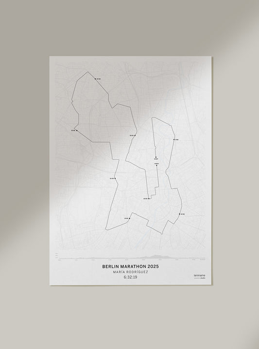 mapa carrera Berlín 2025 con tu nombre y tiempo laminame