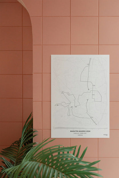 mapa del Maratón Madrid laminame edición 2024 personalizado con tu tiempo final