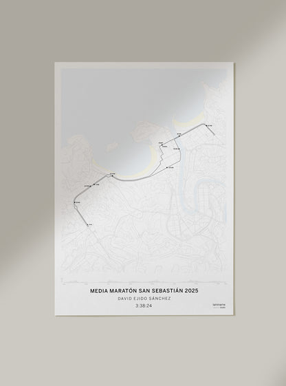 mapa con altimetría media maratón san sebastián personalizado