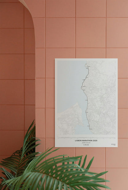 póster running maratón lisboa con datos del atleta