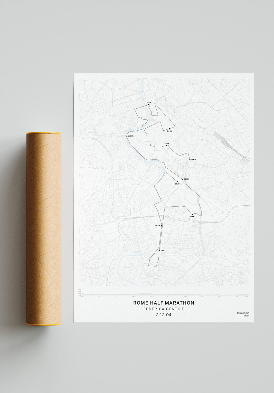 comprar mapa laminame Media Maratón Roma edición 2025 personalizable