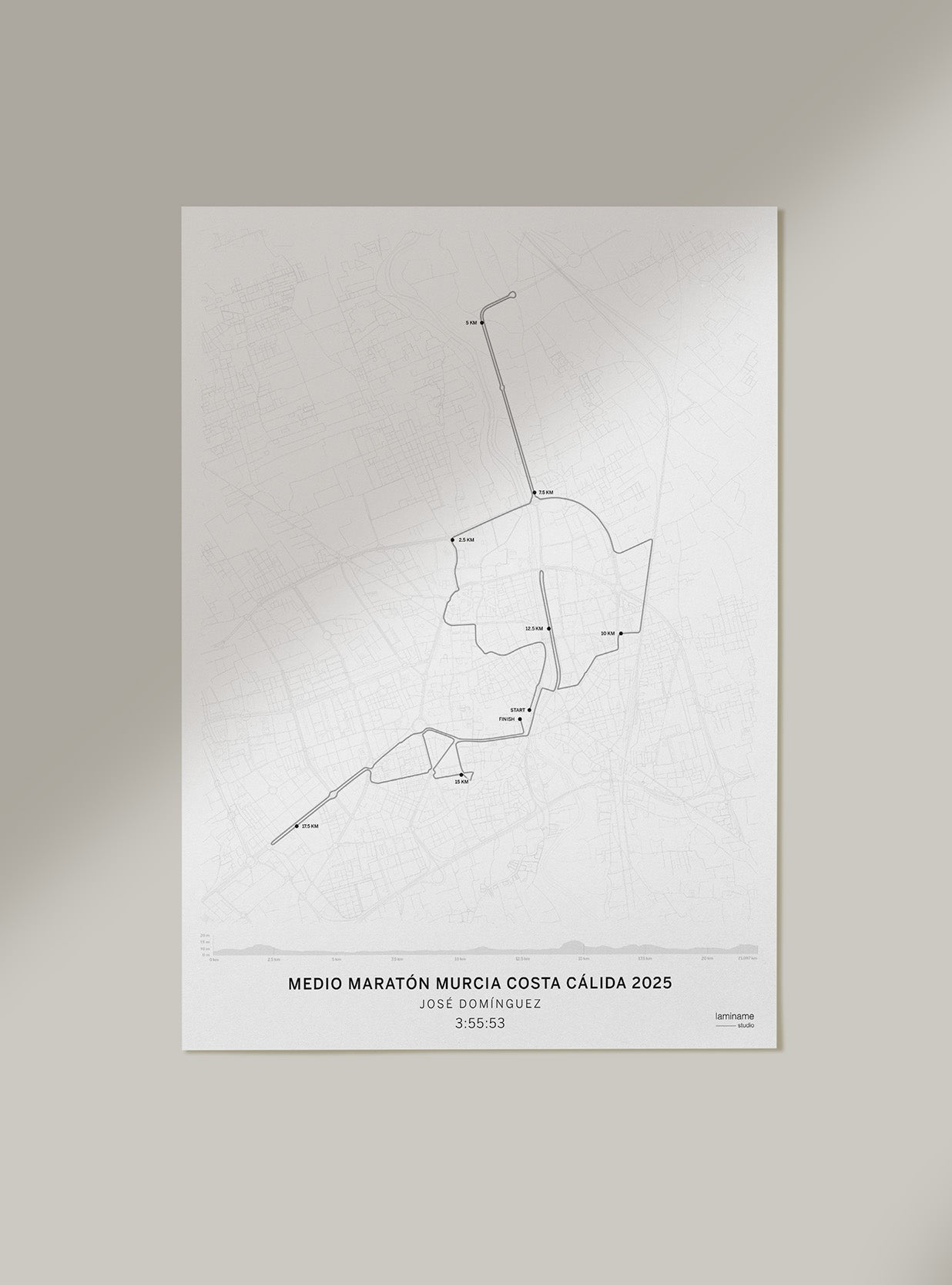 Mapa recorrido Media Maratón Murcia 2025 – Lámina decorativa personalizada