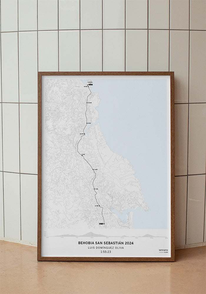 Diseño de mapa personalizado del medio maratón Behobia-San Sebastián