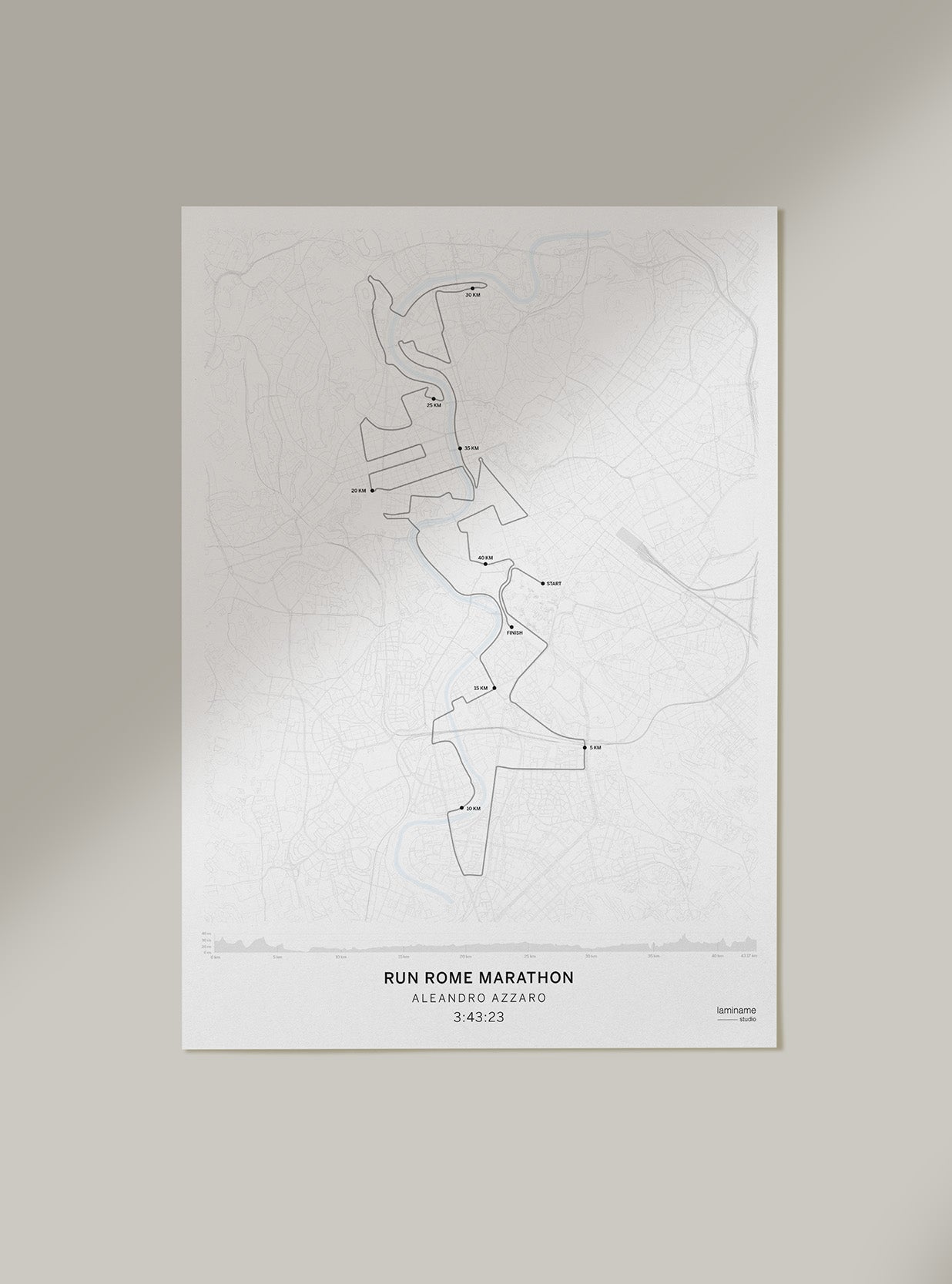 Póster artístico del recorrido de la Maratón de Roma personalizado