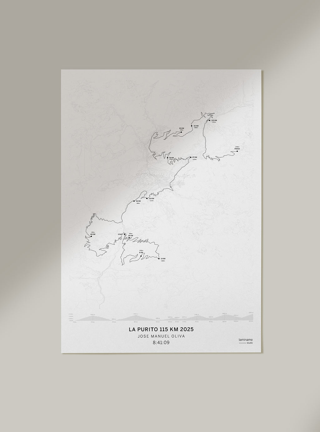 póster cicloturismo La Purito Andorra 115km con nombre y tiempo en laminame