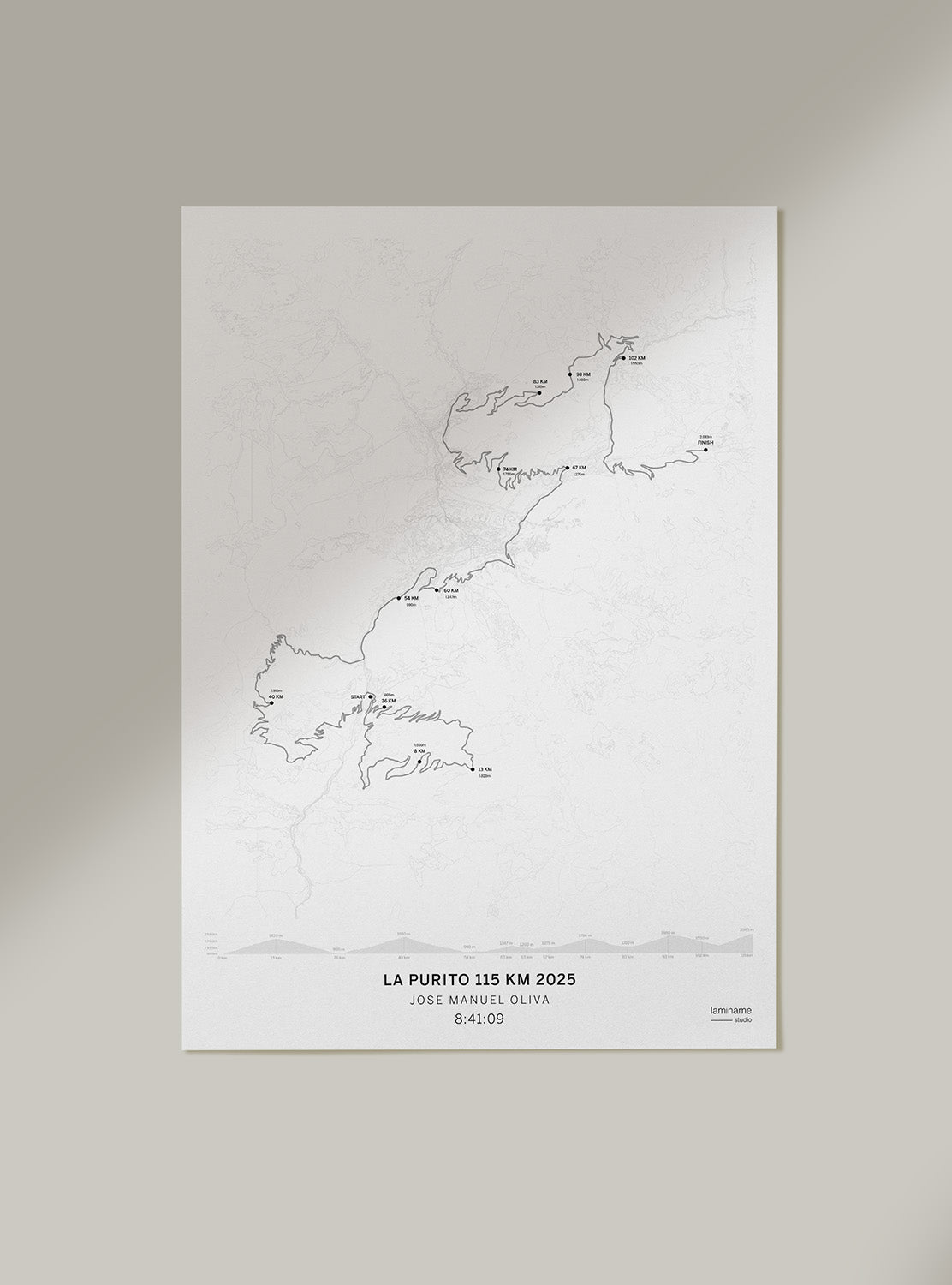 póster cicloturismo La Purito Andorra 115km con nombre y tiempo en laminame