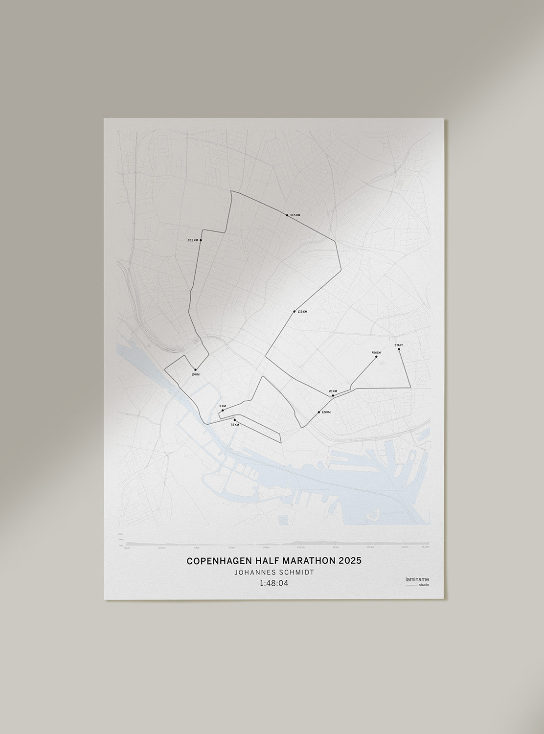 custom Copenhagen Half Marathon race poster with your time by laminame