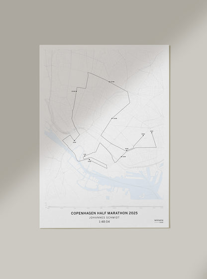 custom Copenhagen Half Marathon race poster with your time by laminame