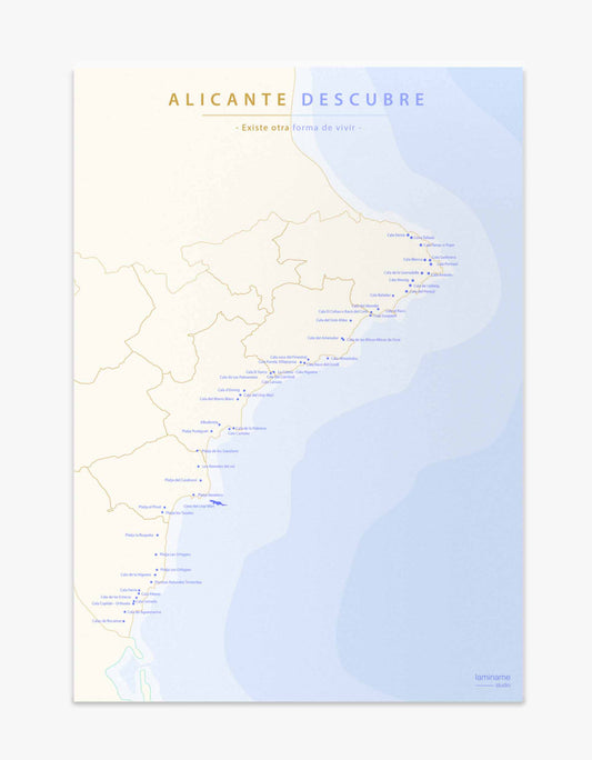 Comprar póster personalizado de las Calas de Alicante – Personaliza tu mapa
