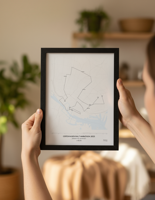 Mapa personalizado Copenhagen sujetando un marco decoracion cada regalo deportista laminame